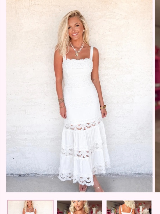 Dresses & Skirts - White Lace Maxi Dress with Spaghetti Straps